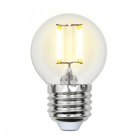 Лампа светодиодная филаментная Uniel E27 6W 3000K прозрачная LED-G45-6W/WW/E27/CL GLA01TR UL-00002203 