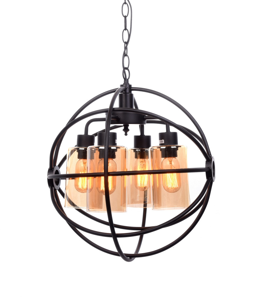 Lumina Deco Подвесная люстра Stradi LDP 11509-4 BK 