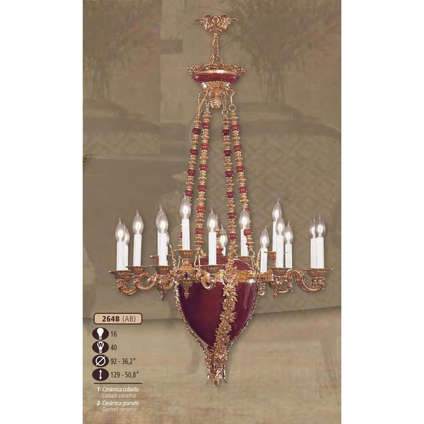 Riperlamp Подвесная люстра 264B 264B/16 AB COBALT/GARNET CERAMIC 