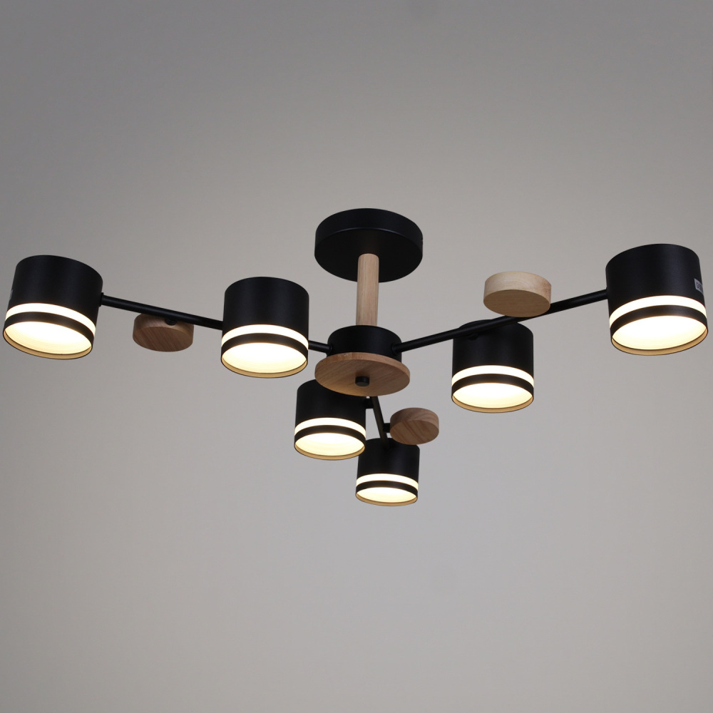 Reluce Потолочная люстра  68730-0.3-06 GX53 BK+WOOD 