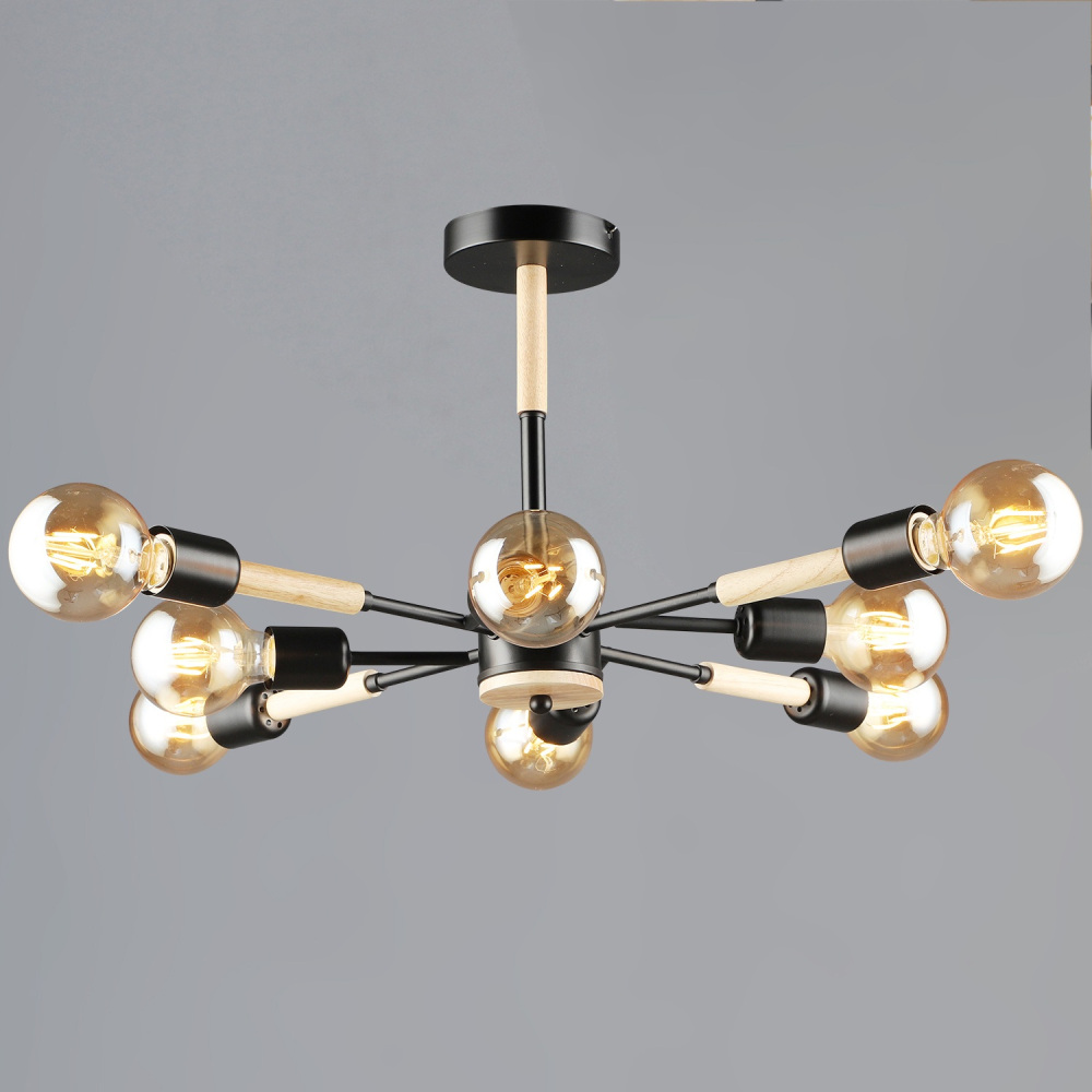 Reluce Потолочная люстра  99960-0.3-08 BK+WOOD 