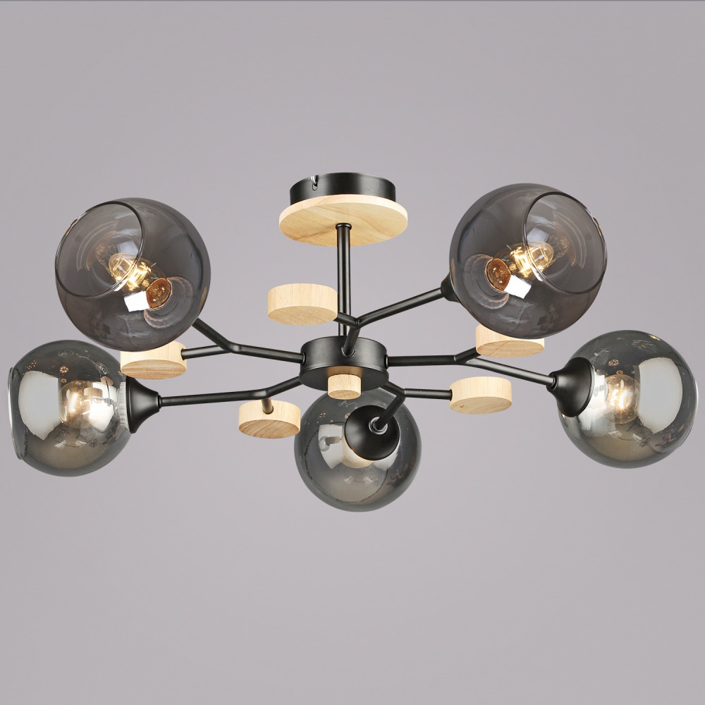 Reluce Потолочная люстра  06780-0.3-05 BK+WOOD 