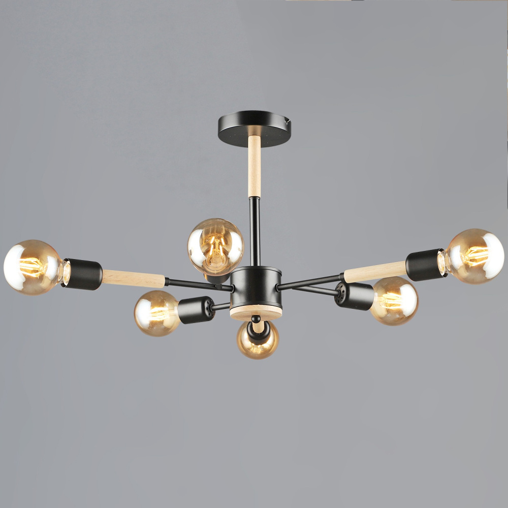 Reluce Потолочная люстра  99960-0.3-06 BK+WOOD 