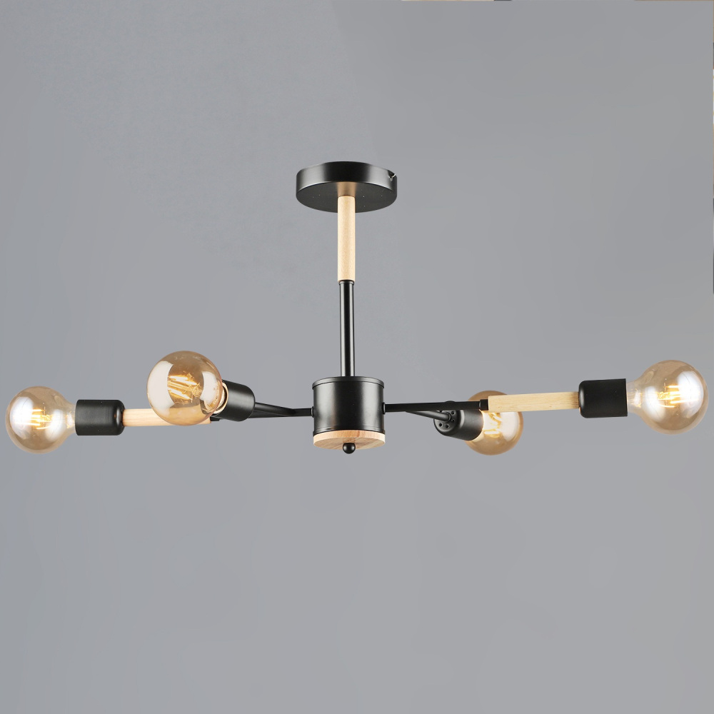 Reluce Потолочная люстра  99960-0.3-04 BK+WOOD 