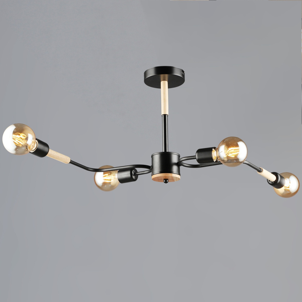 Reluce Потолочная люстра  10070-0.3-04 BK+WOOD 