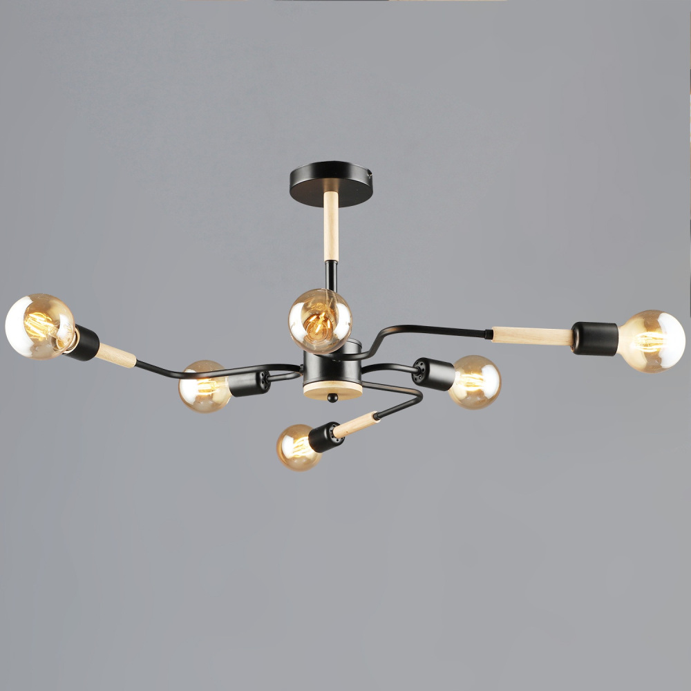 Reluce Потолочная люстра  10070-0.3-06 BK+WOOD 