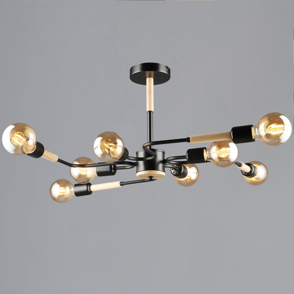 Reluce Потолочная люстра  10070-0.3-08 BK+WOOD 