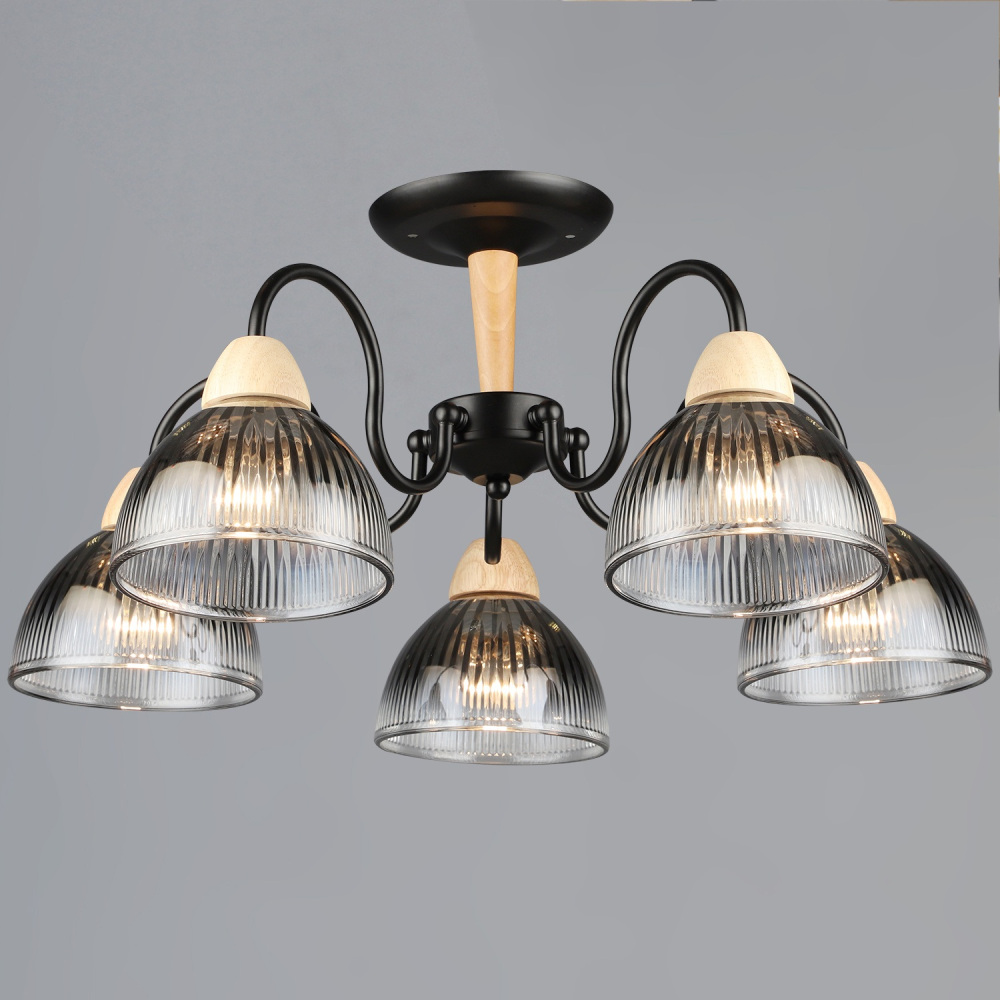 Reluce Потолочная люстра  69660-0.3-05 BK+WOOD 