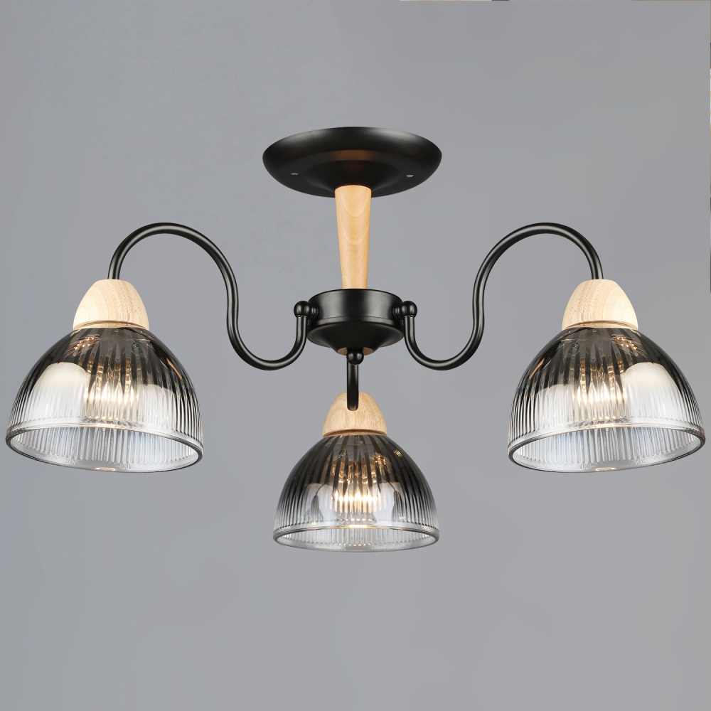 Reluce Потолочная люстра  69660-0.3-03 BK+WOOD 