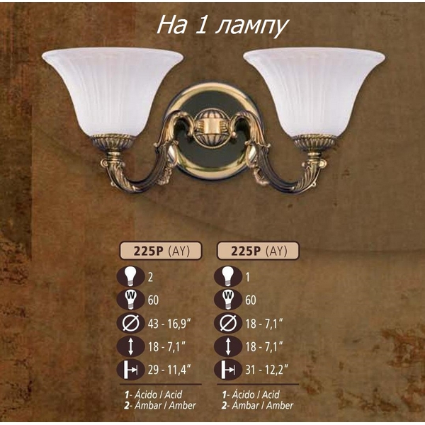 Riperlamp Бра 225P 225P/1 AY ACID 