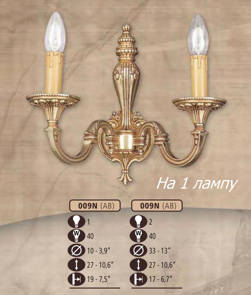 Riperlamp Бра 009N 009N/1 AB 