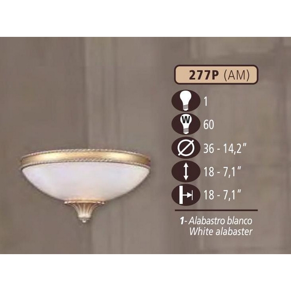 Riperlamp Настенный светильник 277P 277P/1 AM WHITE ALABASTER 