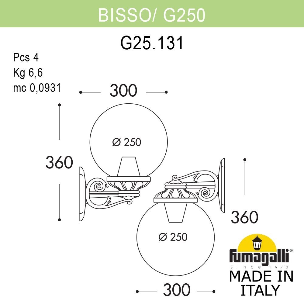 Настенный фонарь уличный GLOBE 250 G25.131.000.BXF1RDN 