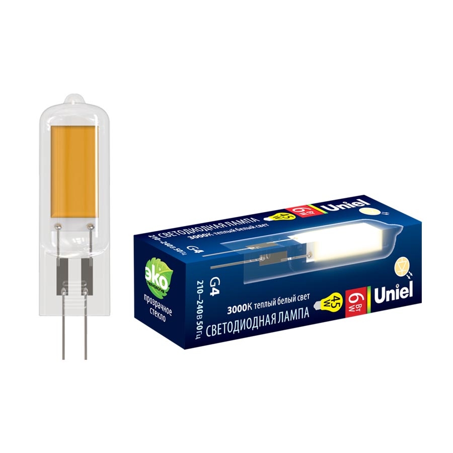 Лампочка светодиодная  LED-JC-220/6W/3000K/G4/CL GLZ08TR картон 