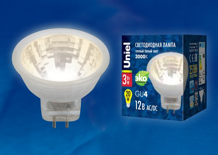 Лампочка светодиодная  LED-MR11-3W/WW/GU4 GLZ21TR 