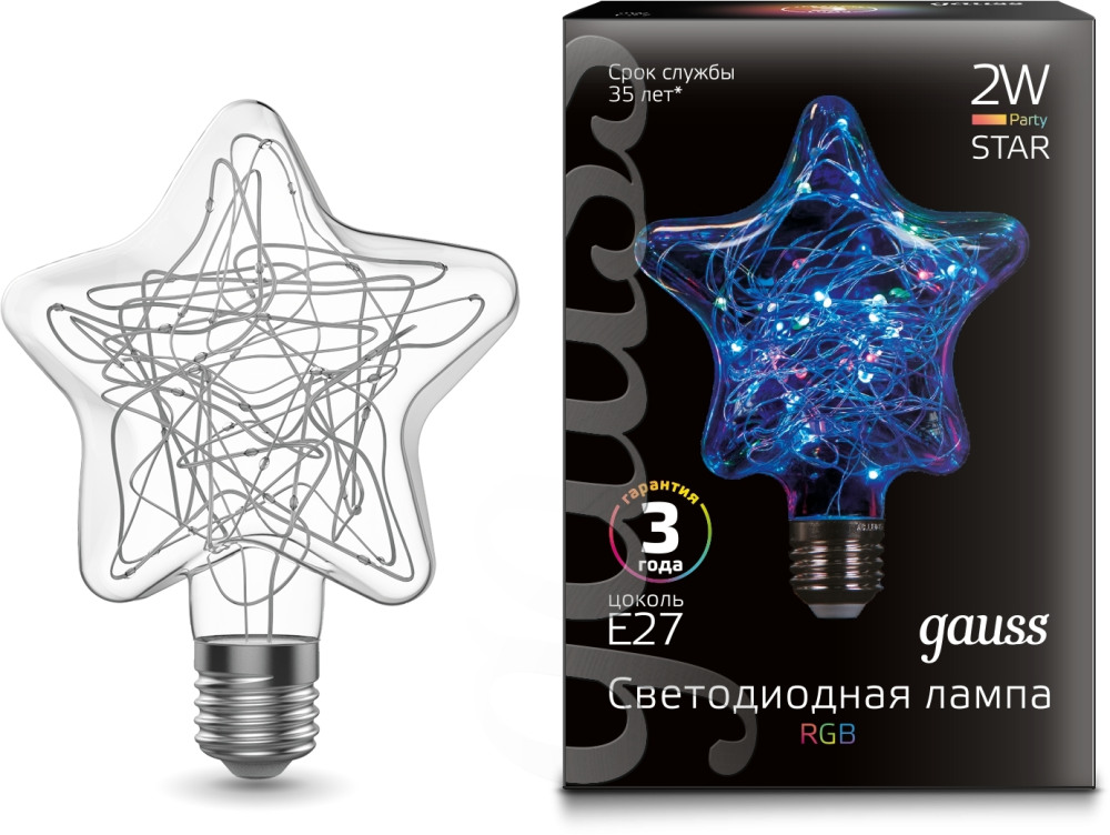 Gauss Лампочка светодиодная филаментная  160802008 