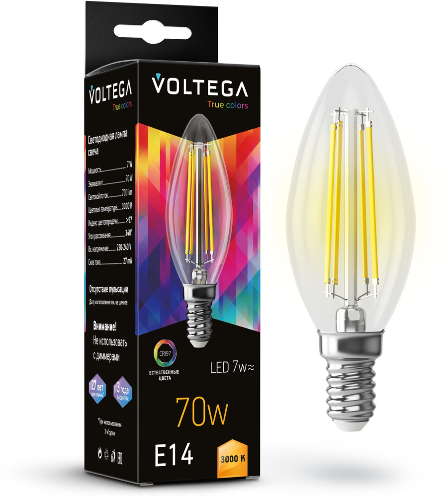 Voltega Лампочка светодиодная Cangle E14 7W High CRI 7216 