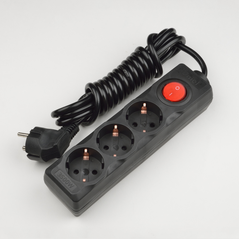 Uniel Розеточные блоки, удлинители Standard S-GCD3-3B BLACK 