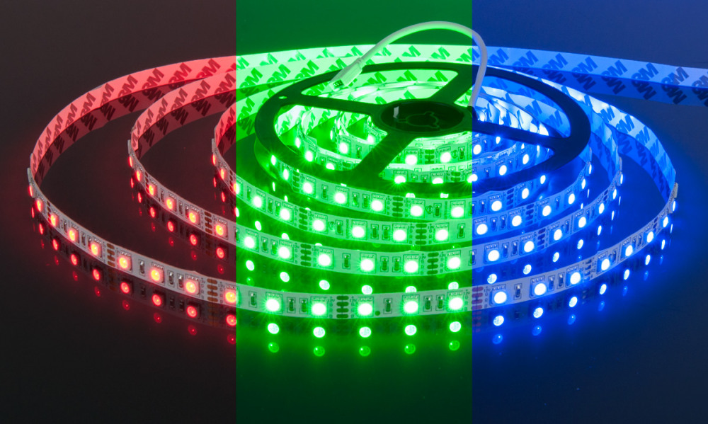 Светодиодная лента 12V 14,4W Лента светодиодная 12V 14,4W 60Led 5050 IP20 RGB, 5м 