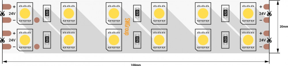 Светодиодная лента  SWG5120-24-28.8-WW 