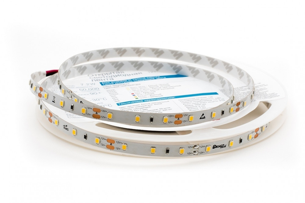 Светодиодная лента  ULS-2835-60LED/m-8mm-IP20-DC24V-6W/m-5M-W катушка в герметичной упаковке 