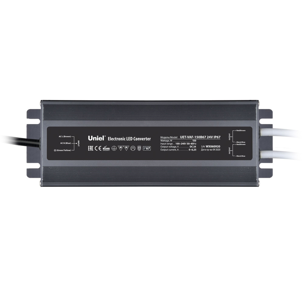 Uniel Блок питания  UET-VAF-150B67 24V IP67 2 выхода 