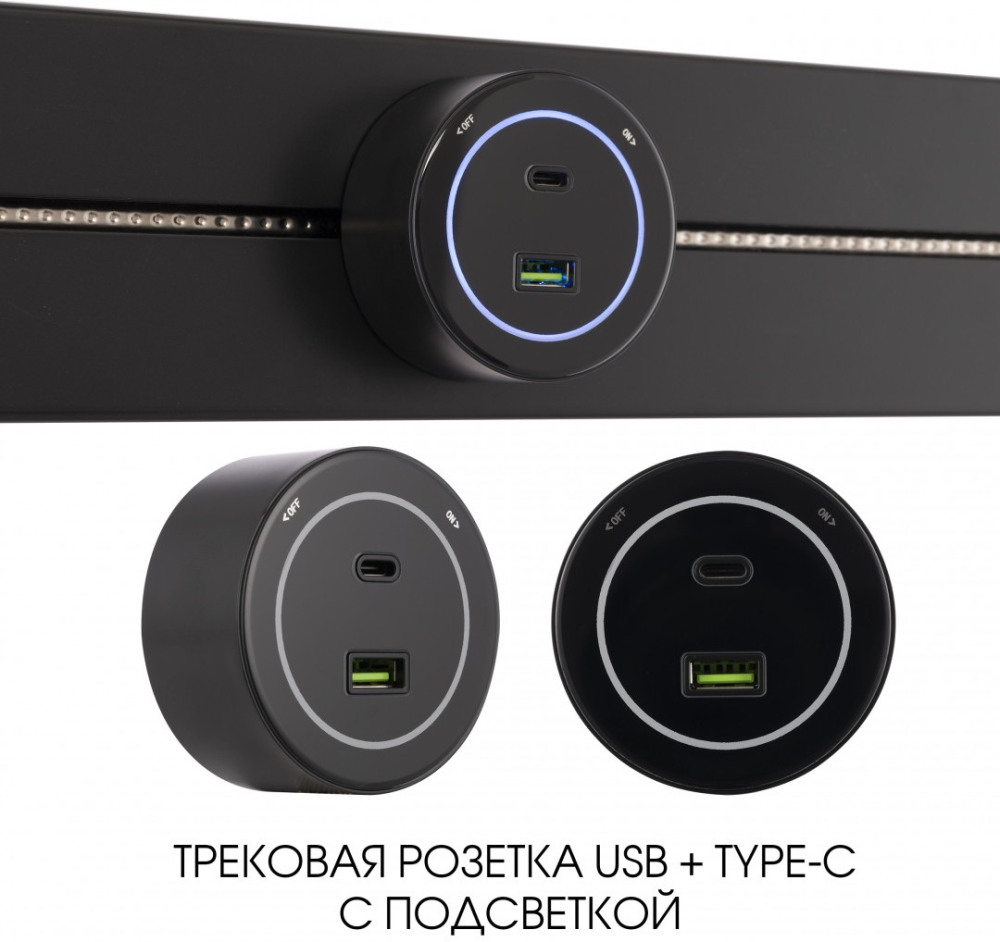 Трековая розетка Am-track-sockets-39 399732TS/USB-Type-C Black 