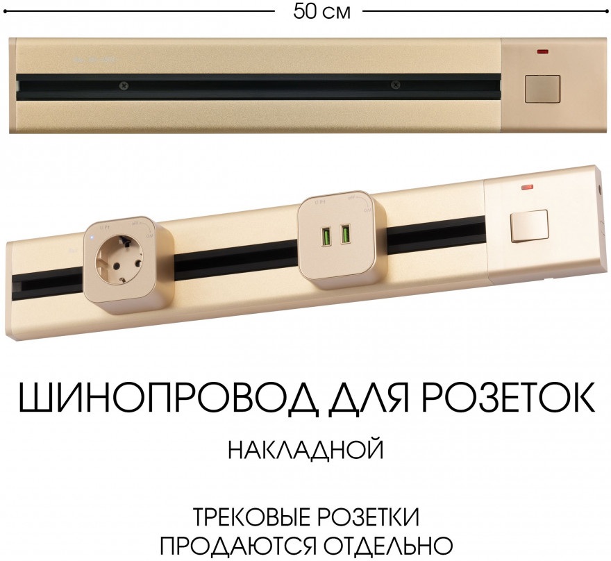 Электроустановочный шинопровод Am-track-sockets 385205TOB/50 Gold 