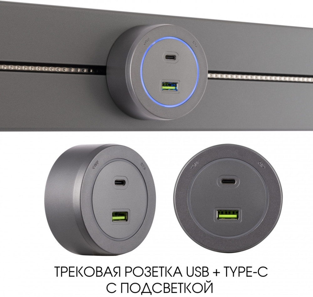 Трековая розетка Am-track-sockets-39 399731TS/USB-Type-C Grey 