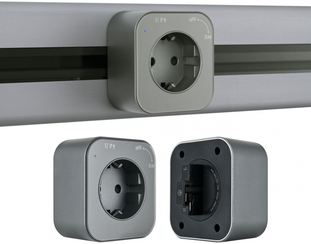 Трековая розетка Am-track-sockets 380022TS/ES Grey 