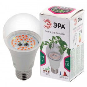 Лампа светодиодная для растений ЭРА E27 12W 1310K прозрачная Fito-12W-RB-E27 Б0050601 