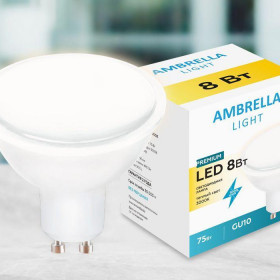 Лампа светодиодная Ambrella light GU10 8W 3000K белая 207793 