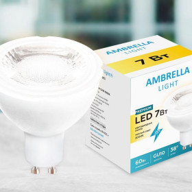 Лампа светодиодная Ambrella light GU10 7W 3000K белая 207863 