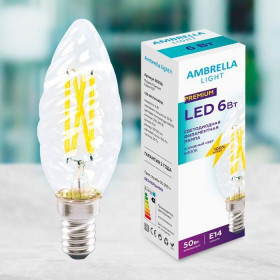 Лампа светодиодная филаментная Ambrella light E14 6W 6400K прозрачная 202126 