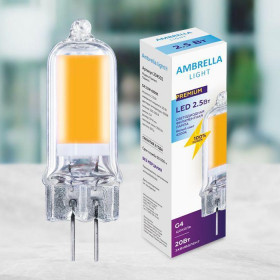 Лампа светодиодная филаментная Ambrella light G4 2,5W 4200K прозрачная 204502 