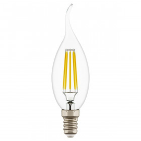 Лампа светодиодная филаментная Lightstar LED Filament Е14 6W 4000K свеча на ветру прозрачная 933604 