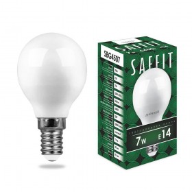 Лампа светодиодная Saffit E14 7W 6400K Шар Матовая SBG4507 55123 