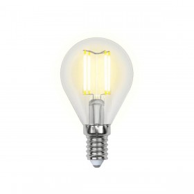 Лампа светодиодная филаментная Uniel E14 6W 3000K прозрачная LED-G45-6W/WW/E14/CL UL-00000197 