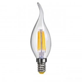 Лампа светодиодная филаментная Voltega E14 4W 4000К свеча на ветру прозрачная VG10-CW1E14cold4W-F 7005 