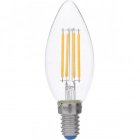 Лампа светодиодная филаментная Uniel E14 5W 3000K LED-C35-5W/WW/E14/CL/DIM GLA01TR UL-00002860 