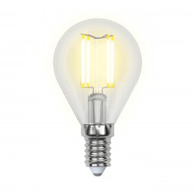 Лампа светодиодная филаментная Uniel E14 5W 3000K прозрачная LED-G45-5W/WW/E14/CL/MB GLM10TR UL-00002369 