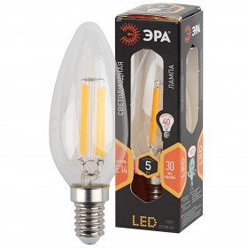 Лампа светодиодная филаментная ЭРА E14 5W 2700K прозрачная F-LED B35-5W-827-E14 Б0043435 