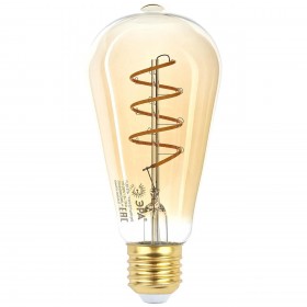 Лампа светодиодная филаментная ЭРА E27 7W 2400K прозрачная F-LED ST64-7W-824-E27 spiral gold Б0047665 
