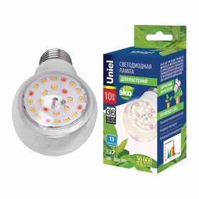 Лампа светодиодная для растений Uniel E27 10W прозрачная LED-A60-10W/SPFB/E27/CL PLP30WH UL-00007404 