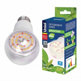 Лампа светодиодная для растений Uniel E27 15W прозрачная LED-A60-15W/SPFB/E27/CL PLP30WH UL-00007405 
