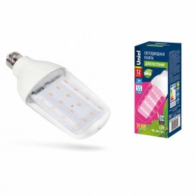 Лампа светодиодная для растений Uniel E27 12W прозрачная LED-B82-12W/SPBR/E27/CL PLP33WH UL-00007647 