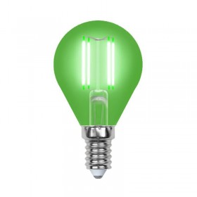 Лампа светодиодная филаментная Uniel E14 5W зеленая LED-G45-5W/GREEN/E14 GLA02GR UL-00002987 