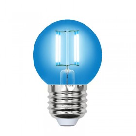 Лампа светодиодная филаментная Uniel E27 5W синяя LED-G45-5W/BLUE/E27 GLA02BL UL-00002990 