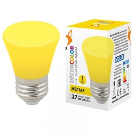 Лампа светодиодная Volpe E27 1W желтая LED-D45-1W/YELLOW/E27/FR/С BELL UL-00005641 