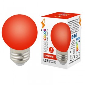 Лампа светодиодная Volpe E27 1W красная LED-G45-1W/RED/E27/FR/С UL-00005646 